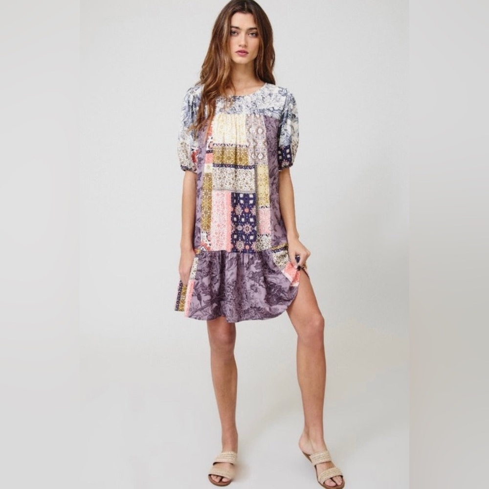 Women’s Short Sleeve Patch Boho Dress